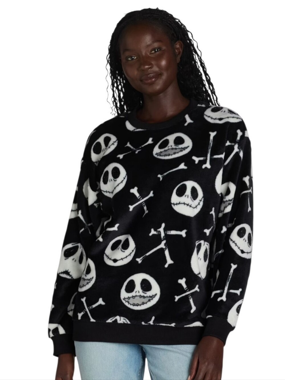 Nightmare Before Christmas Sweatshirt Print Jack Skellington Disney Womens XS